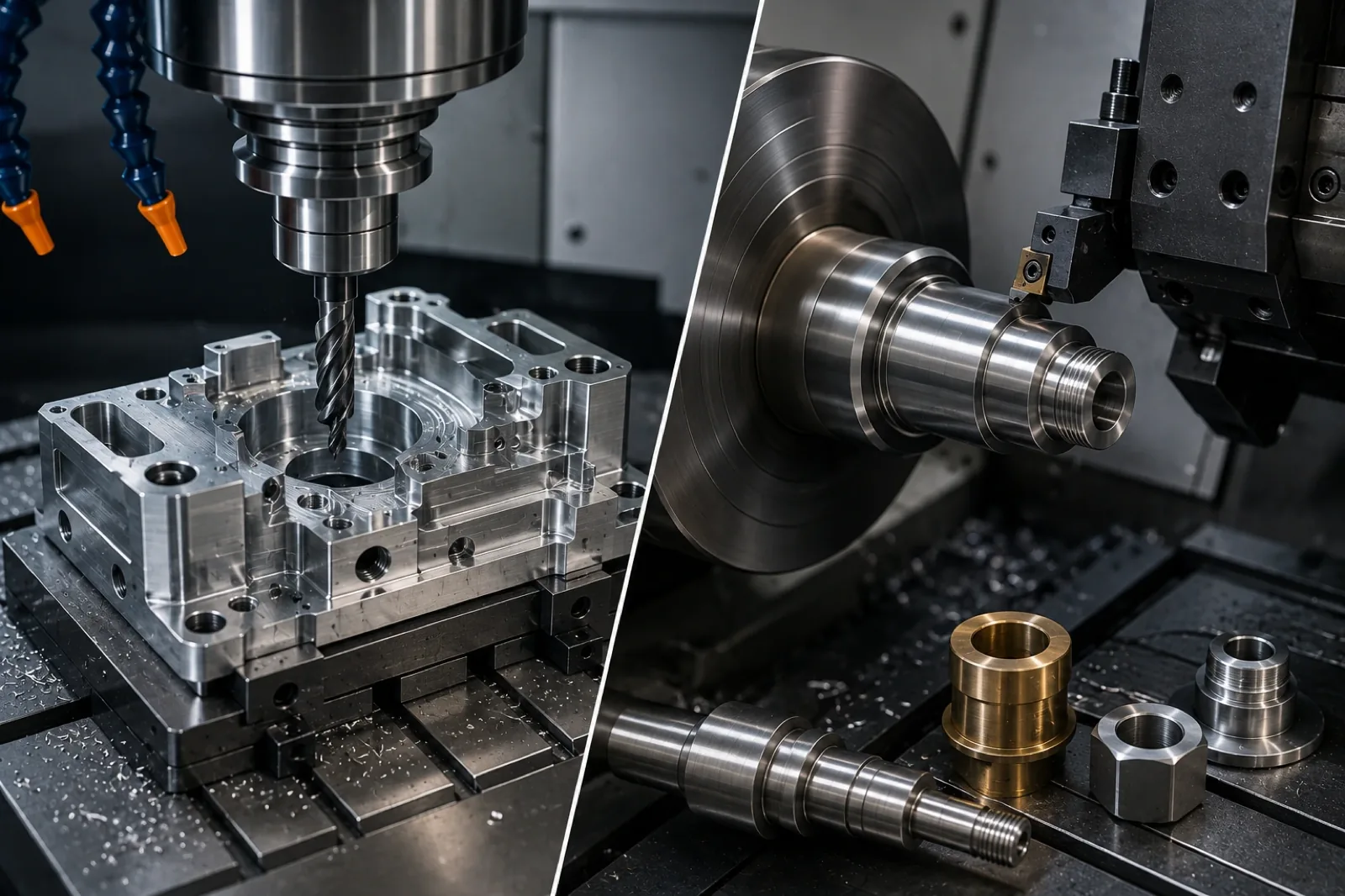 CNC milling and turning operations for precision parts