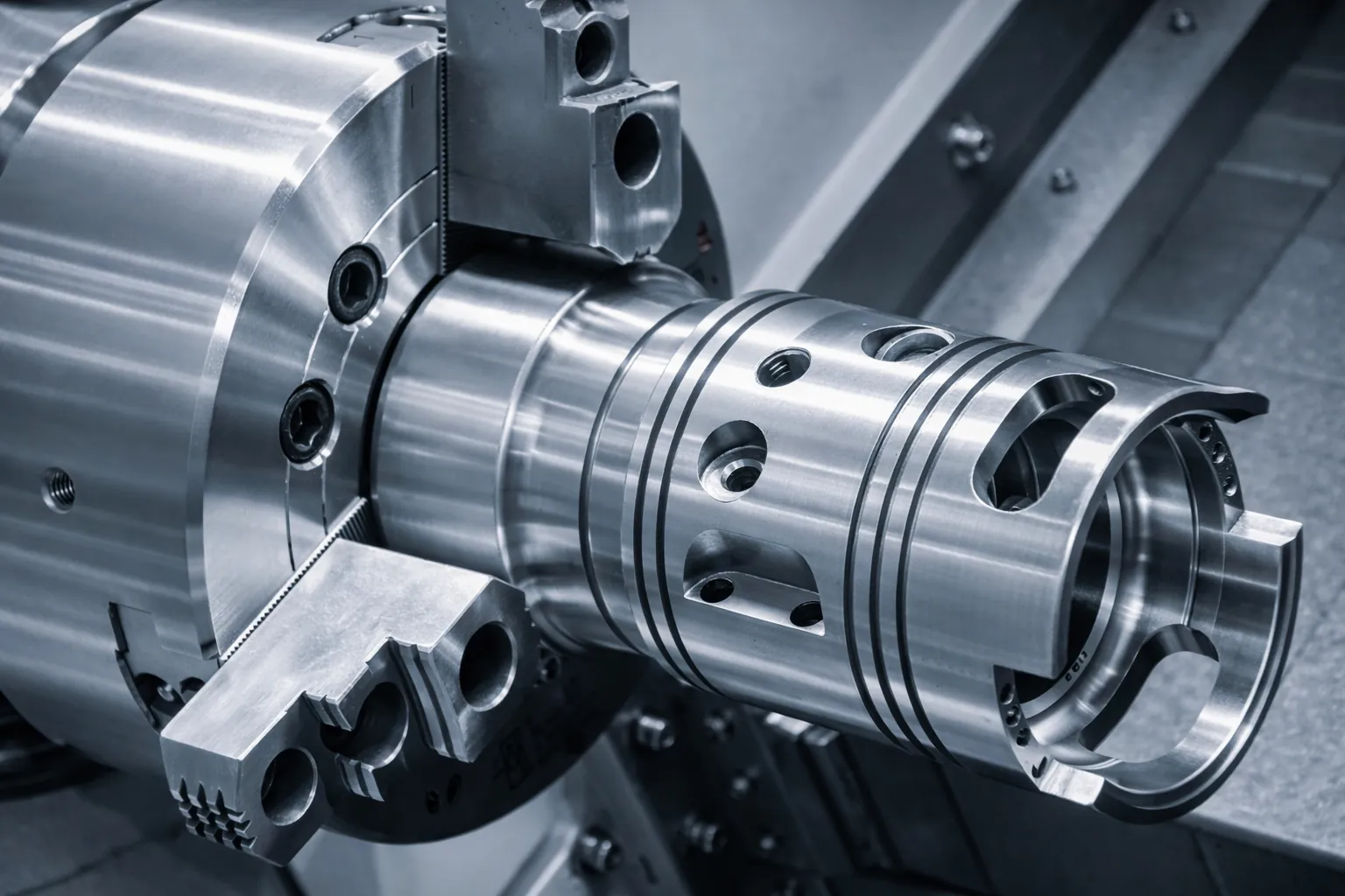 CNC machining showing cutting parameters like feed rate and spindle speed