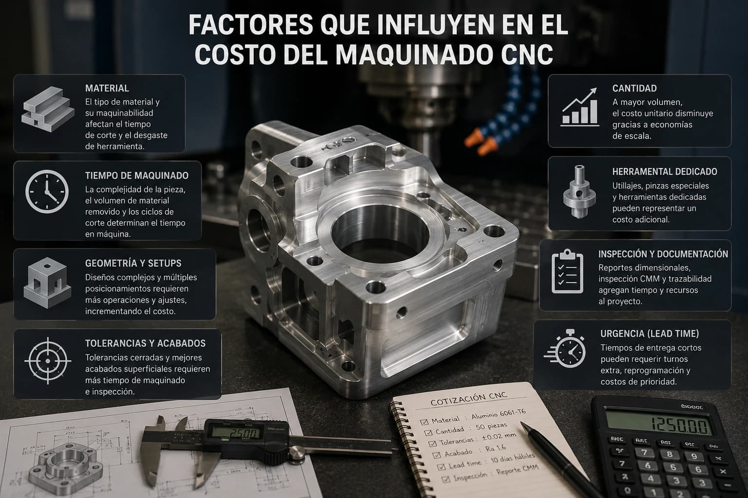 Factores que influyen en el costo del maquinado CNC