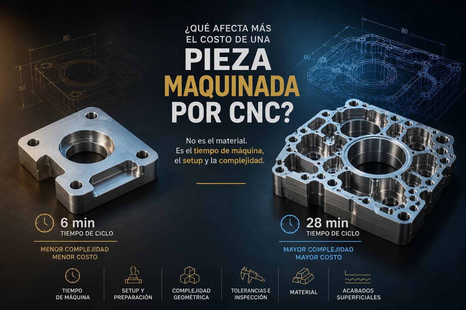 ¿Qué Afecta Más el Costo de una Pieza Maquinada por CNC?