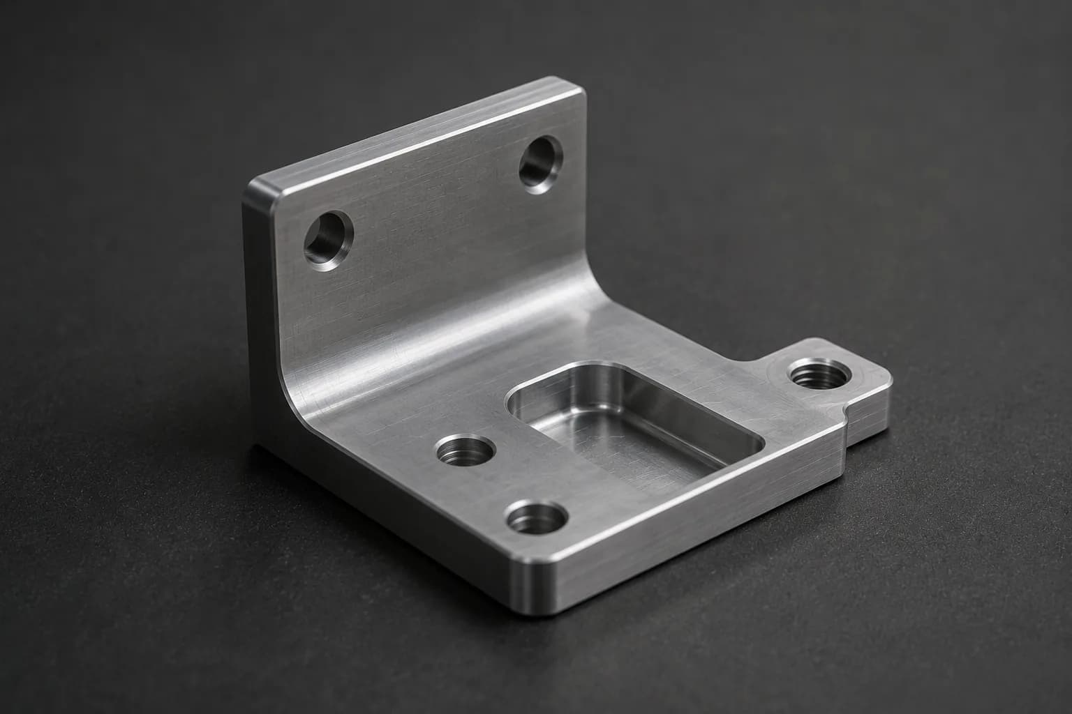 6061 aluminum bracket CNC milled with mounting holes and internal radius