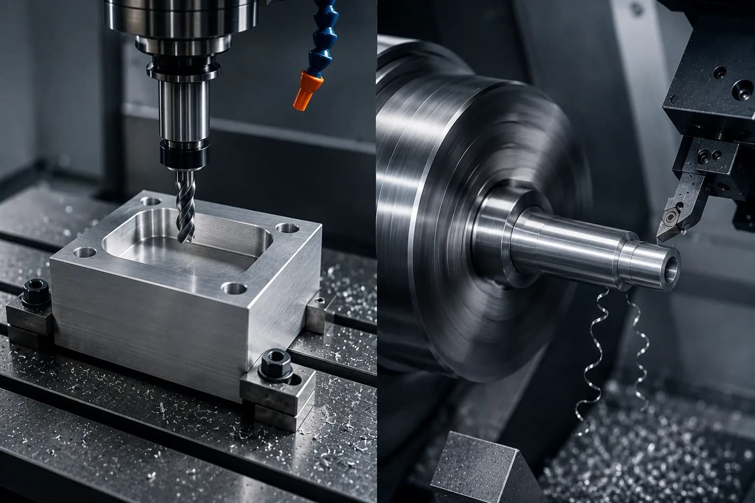 Fresado CNC vs torneado CNC en aluminio