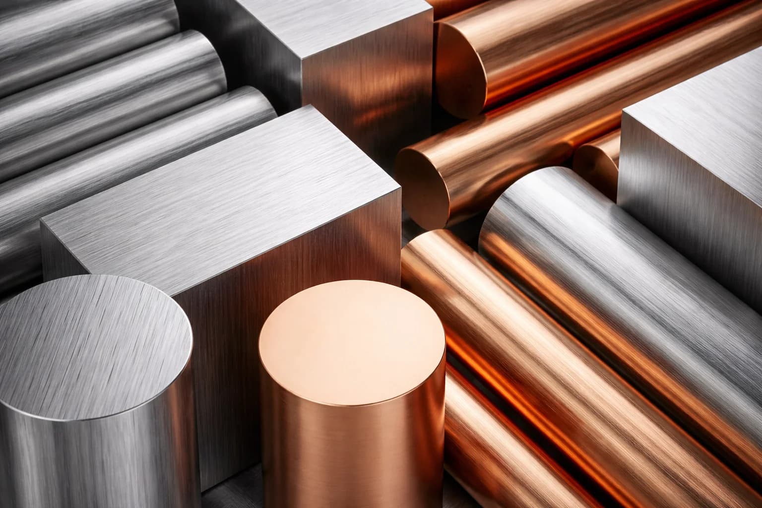 CNC machined parts showing variations in complexity, material, and surface finish