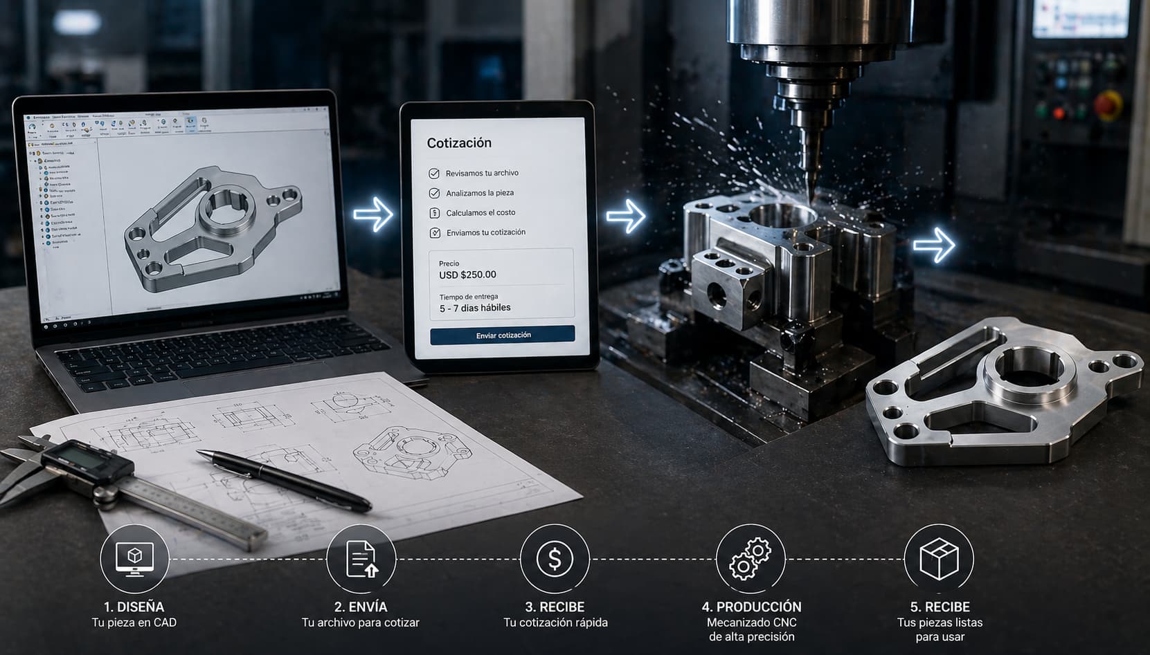 Cómo mandar a hacer piezas CNC: Guía paso a paso para cotizar rápido