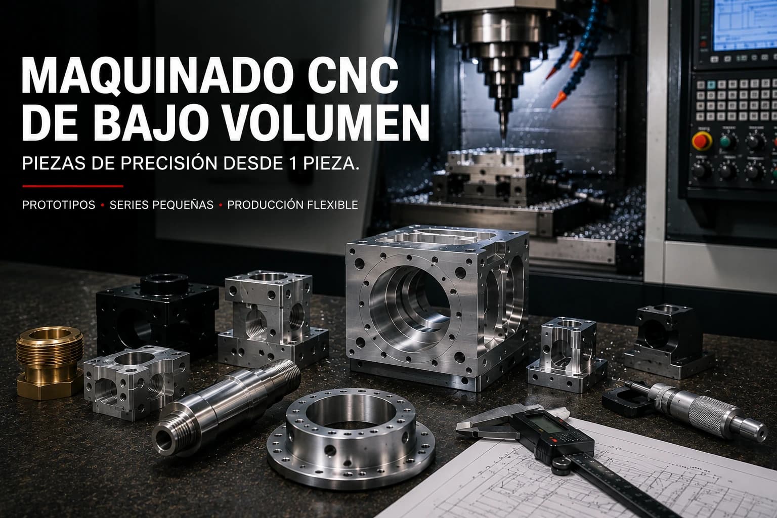 Maquinado CNC de Bajo Volumen: Cómo Fabricar Piezas Sin MOQ Altos