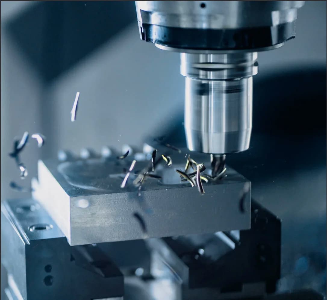 High-precision CNC milling process producing tight-tolerance metal components with multi-axis machining