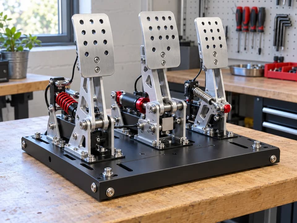 Simulator pedals with aluminum parts and springs