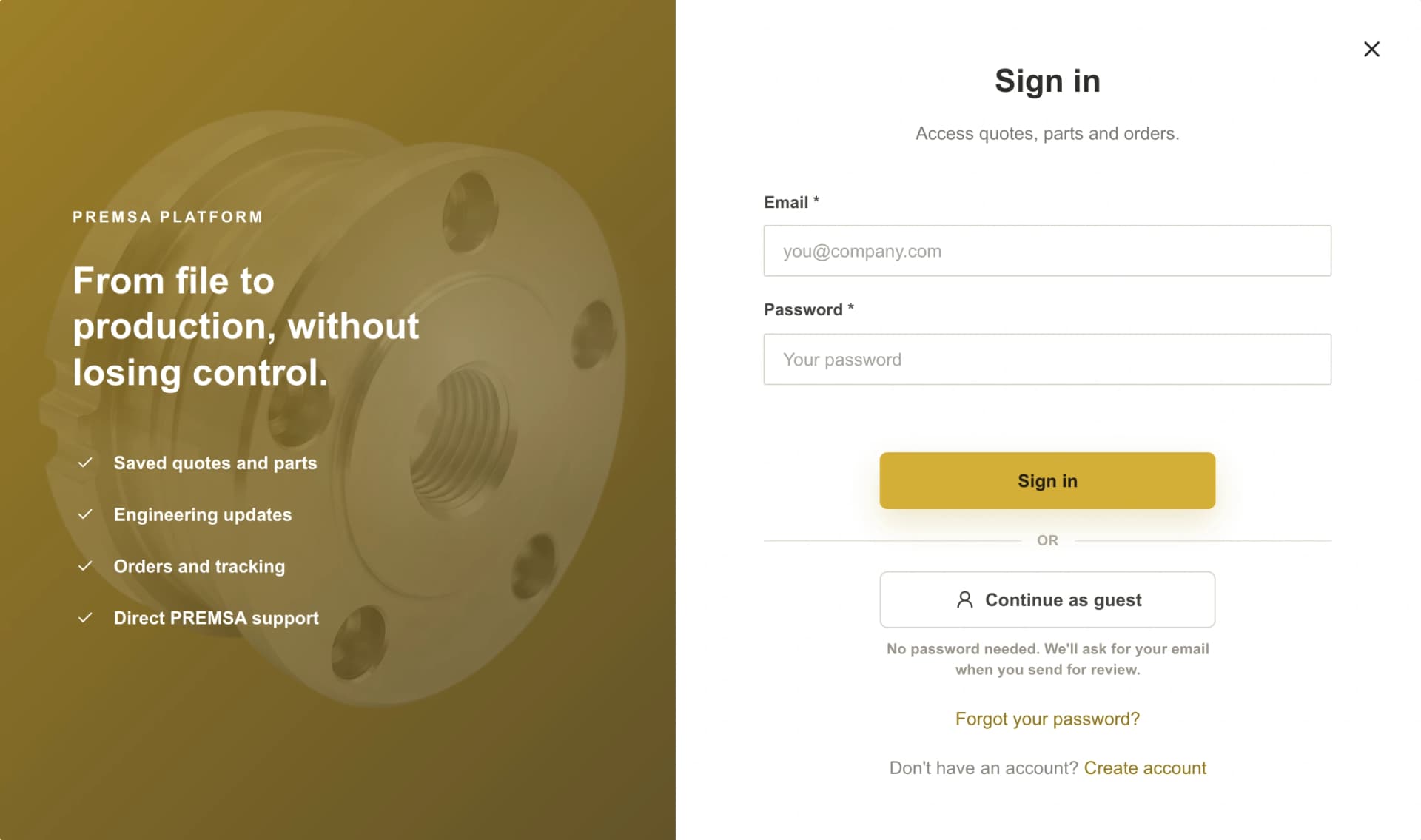 PREMSA portal sign-in with the Forgot your password? option