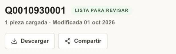 Botones Descargar y Compartir en una cotización del portal de PREMSA