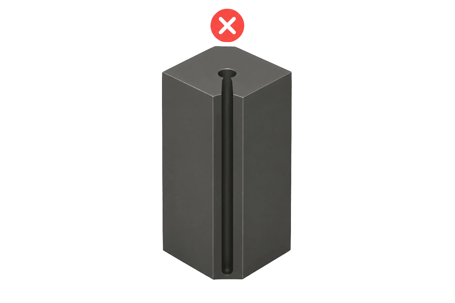 Small and deep holes difficult to manufacture