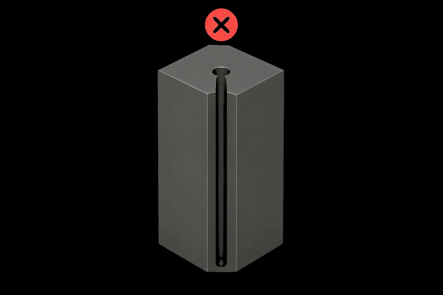 Small and deep holes difficult to manufacture