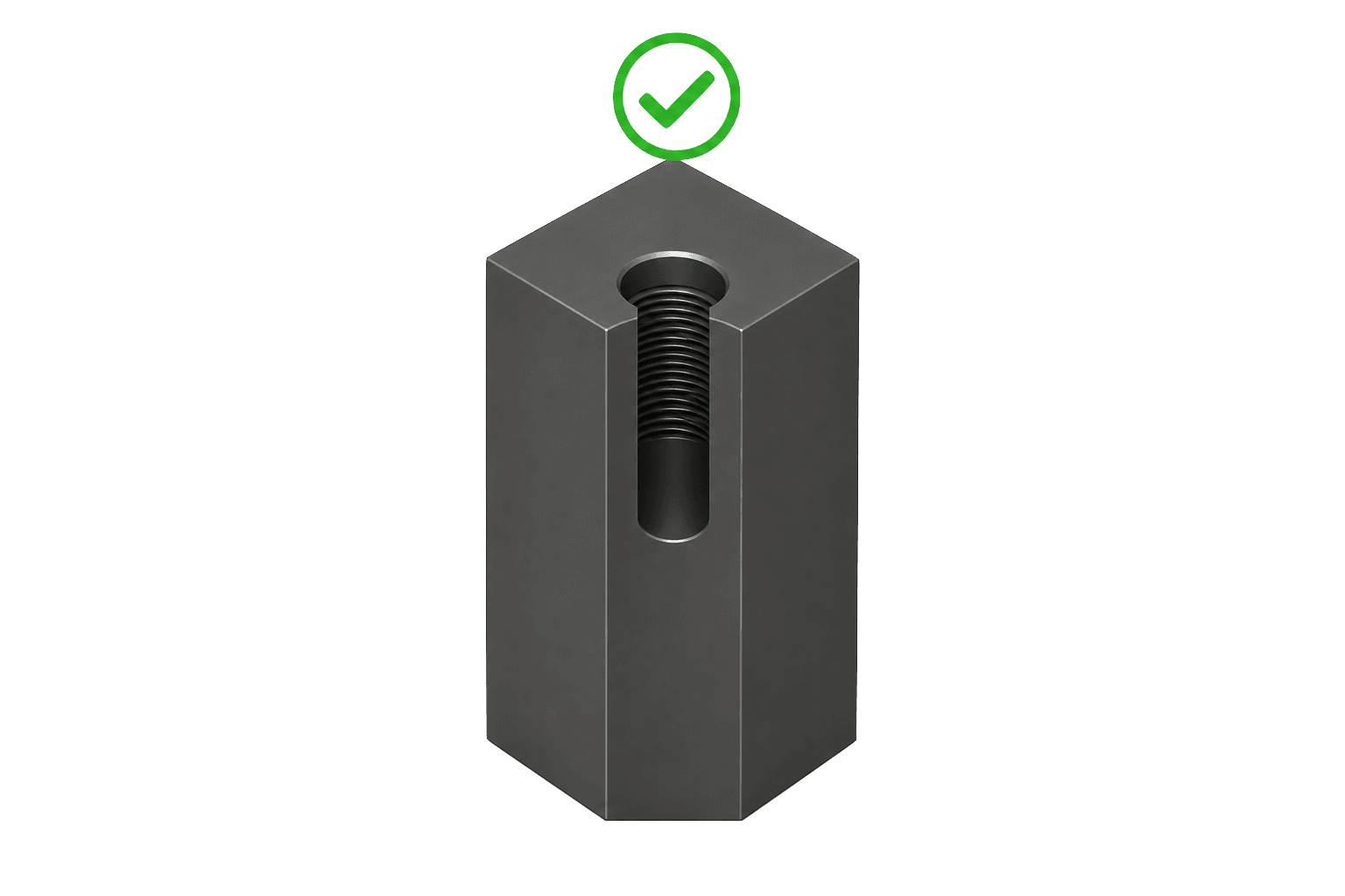 Holes and threads with manufacturing depth