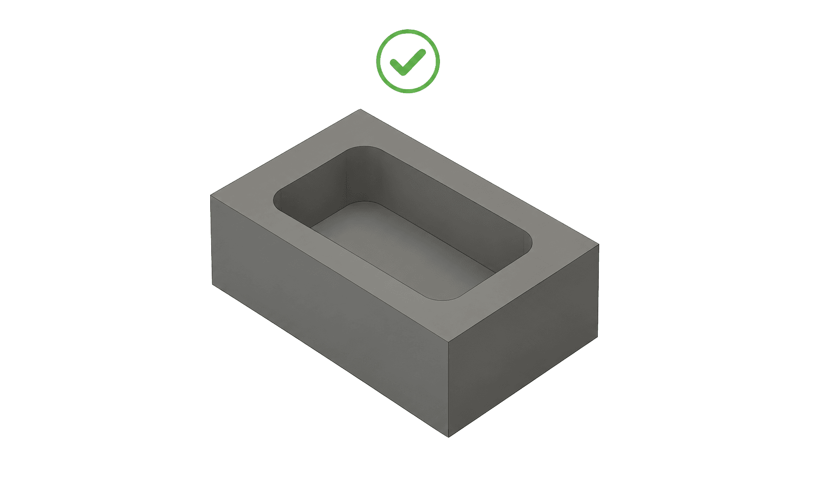 3D Schematic: Pocket with internal spokes for standard tool (best CNC design)