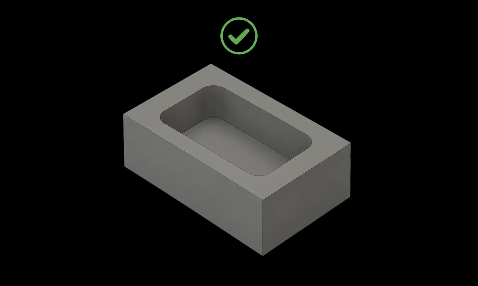 3D Schematic: Pocket with internal spokes for standard tool (best CNC design)