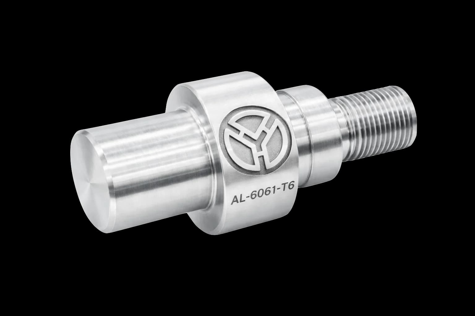 CNC turned aluminum part with thread and cylindrical body
