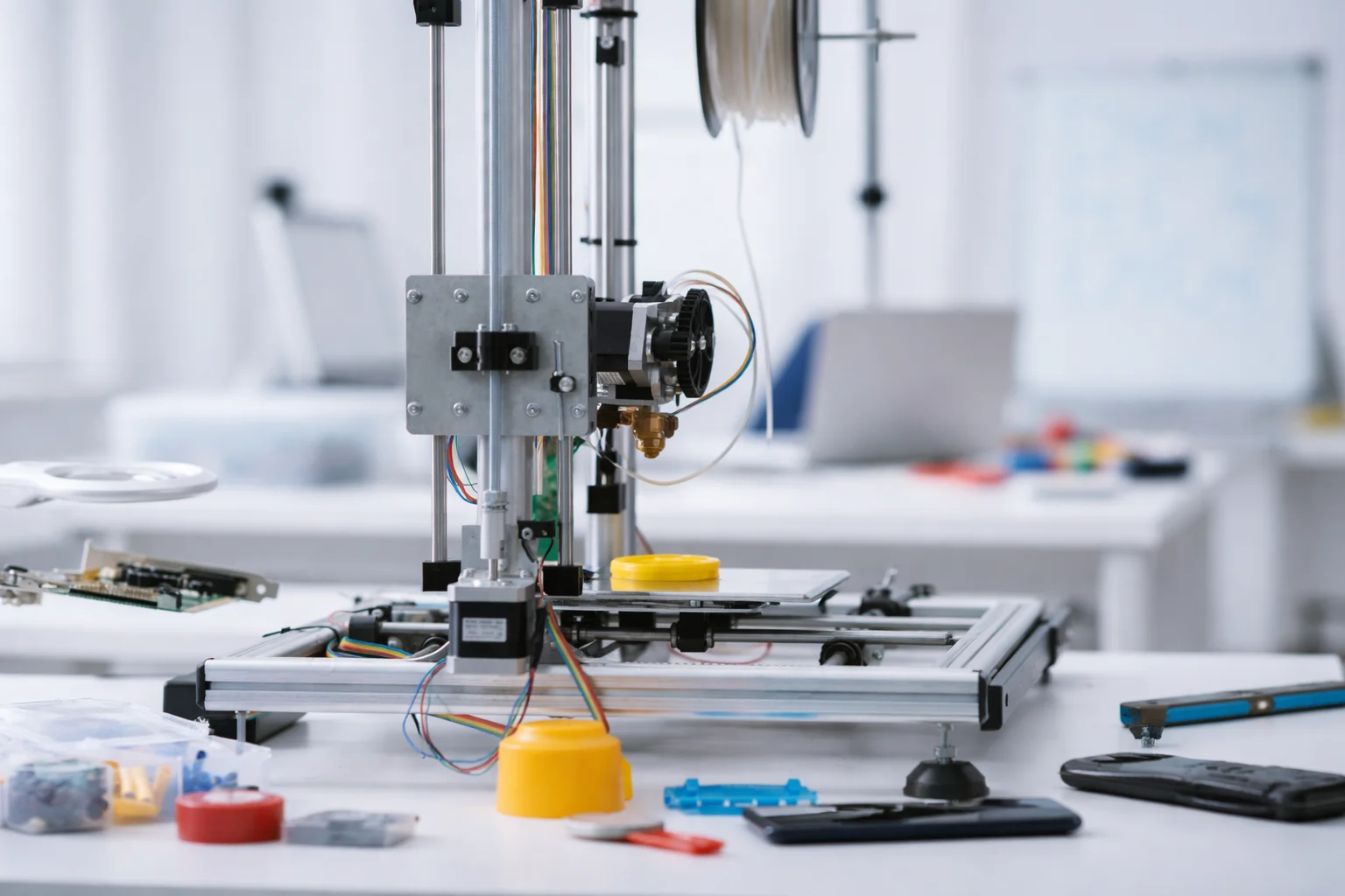 Research and educational hardware supported through CNC, fabrication, and 3D printing