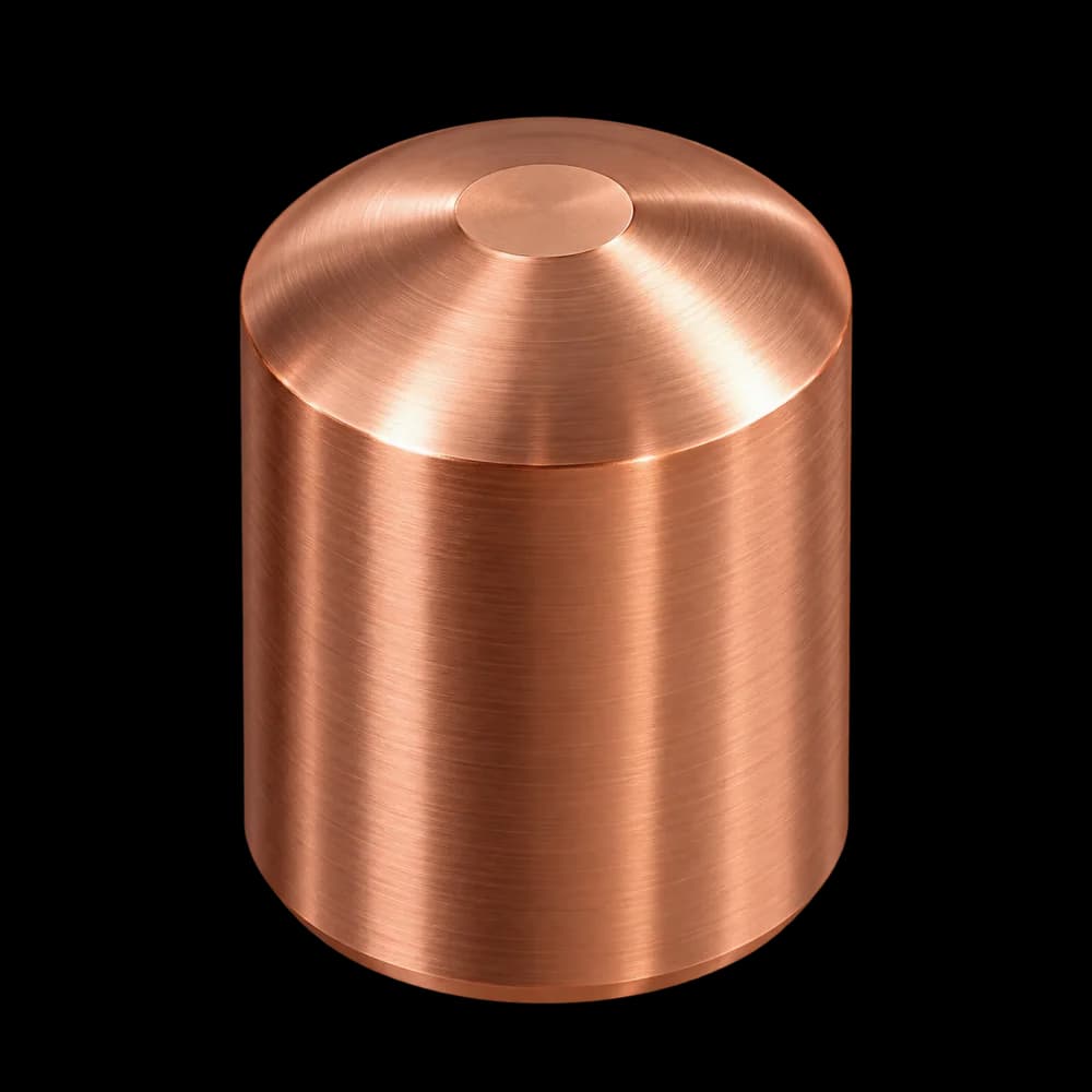 CNC turned C18200 chromium copper spot welding electrode cap with tapered tip and internal tapered seat