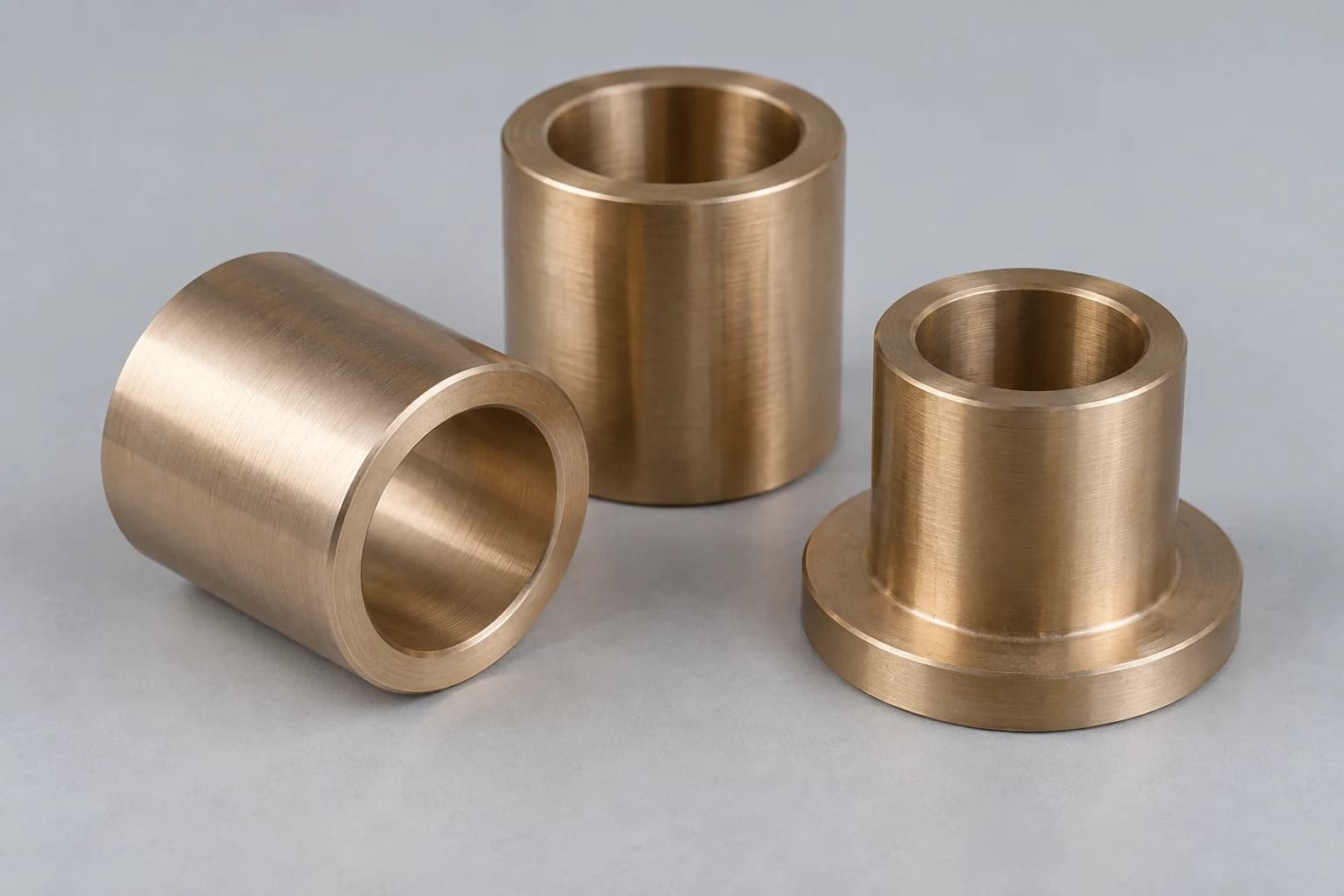 Illustrative image: Turned bronze bushings, plain and flanged