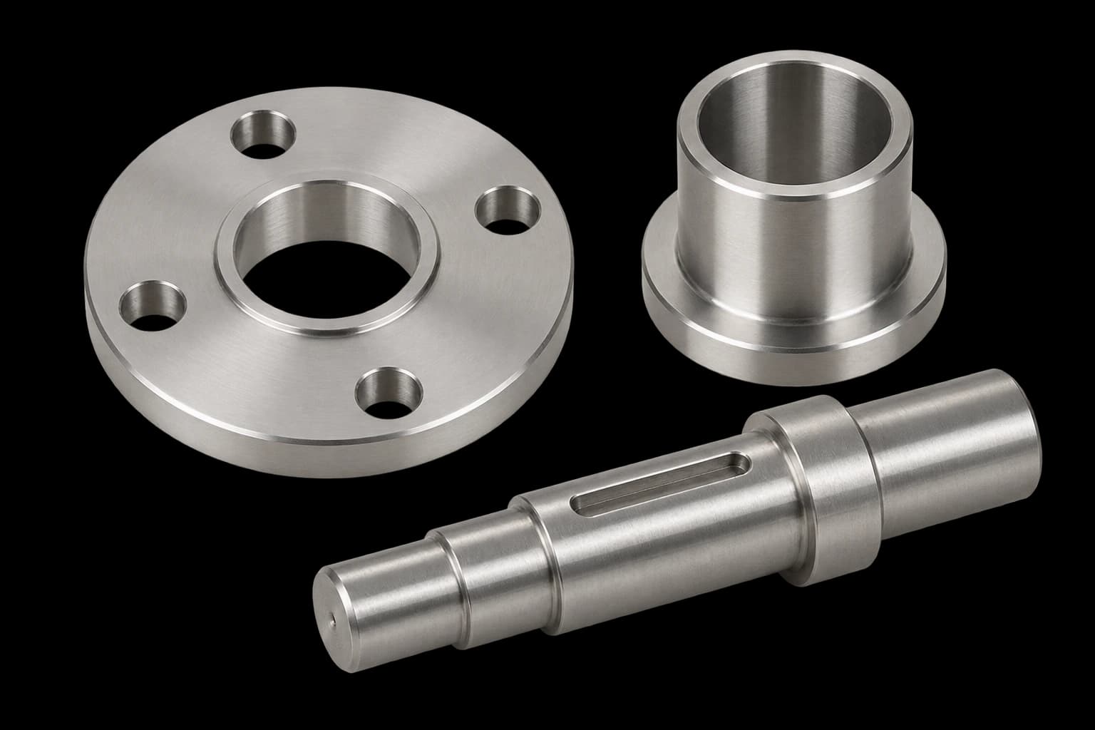 Illustrative image: stainless steel parts machined at PREMSA