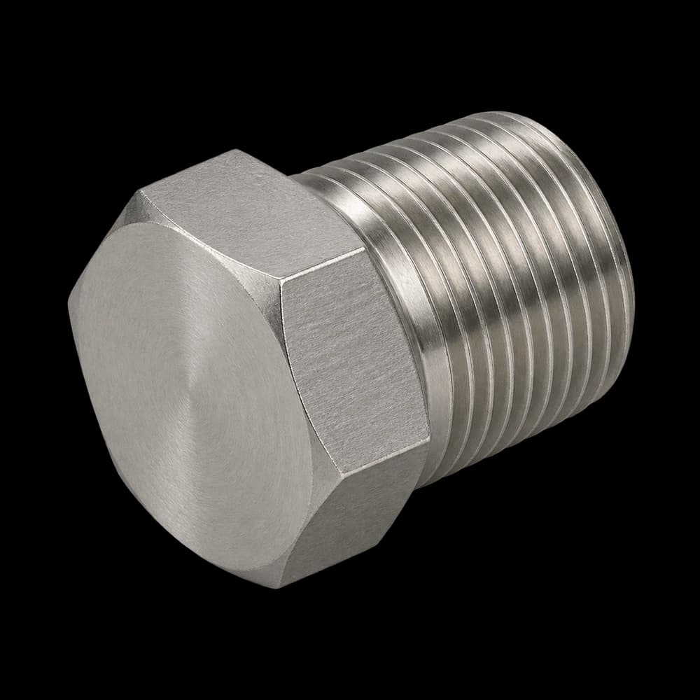 CNC turned 316 stainless steel pipe plug with NPT thread