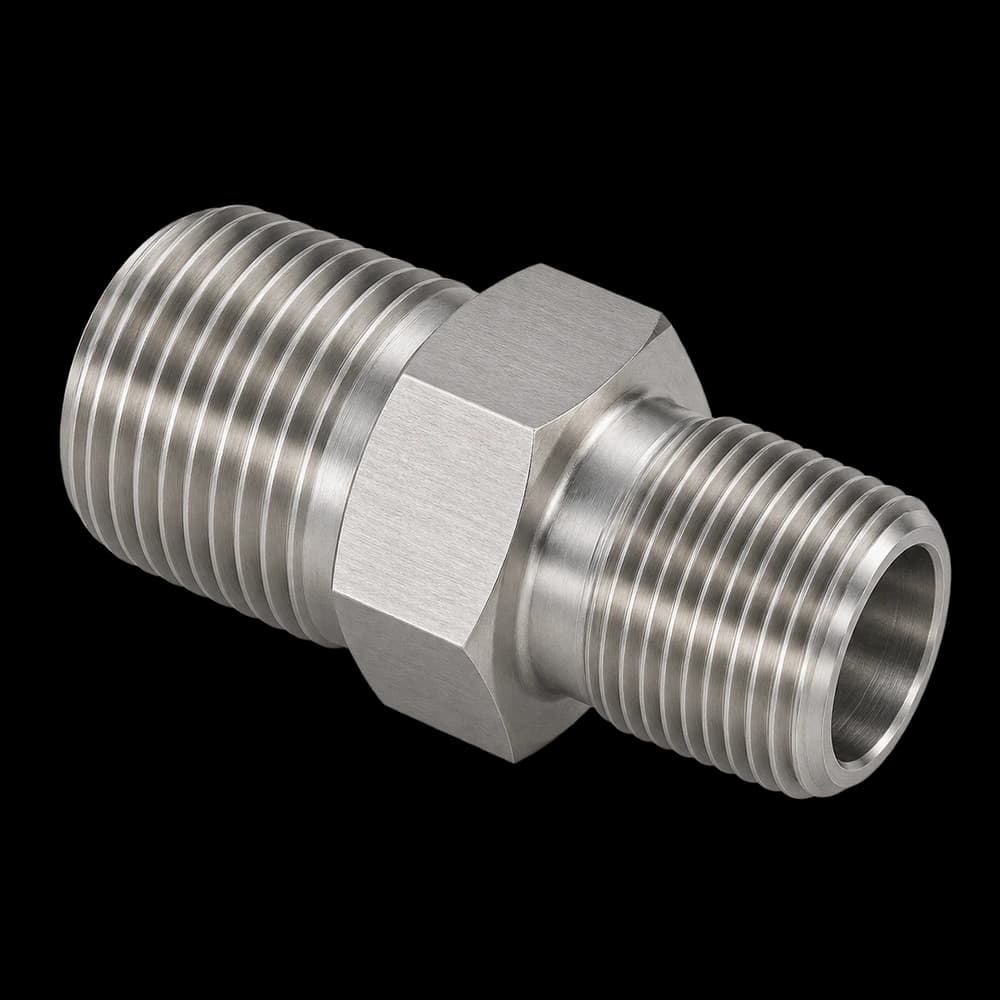Adapters in CNC-machined stainless steel, illustrative image