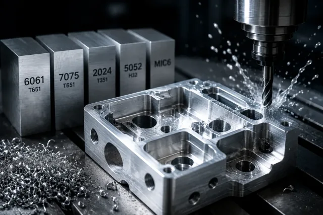 CNC machined 6061 aluminum part with pockets, holes and anodized finish