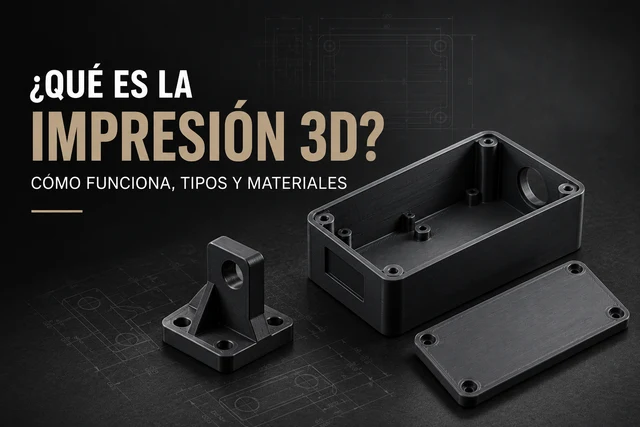 Qué es la impresión 3D: portada con carcasa y soporte impresos en plástico