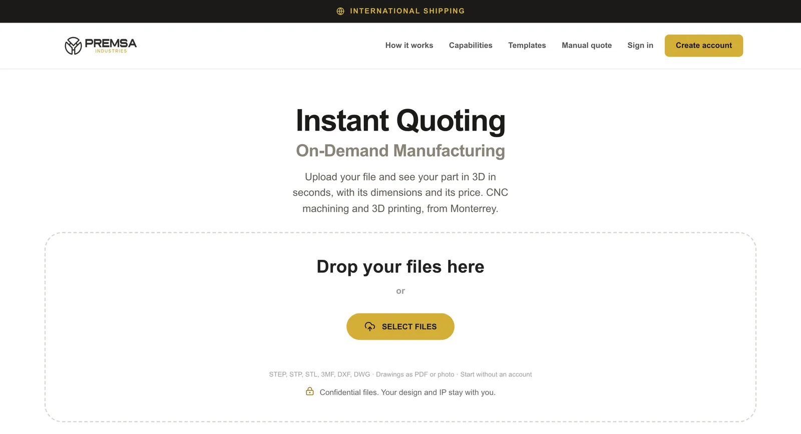 PREMSA portal home screen for uploading files
