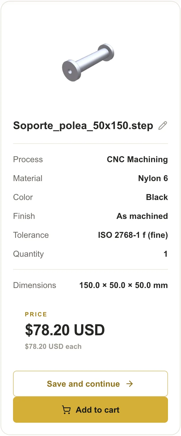 Instant price for a machined part in the PREMSA portal