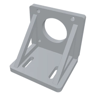 CAD model of a lightweight robotics bracket with open ribs and slotted base